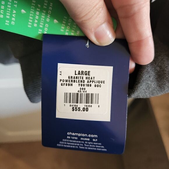 CHAMPION Men's Gray Powerblend Pullover Hoodie Size Large - Picture 8 of 8